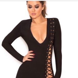 House of CB black lace-up dress